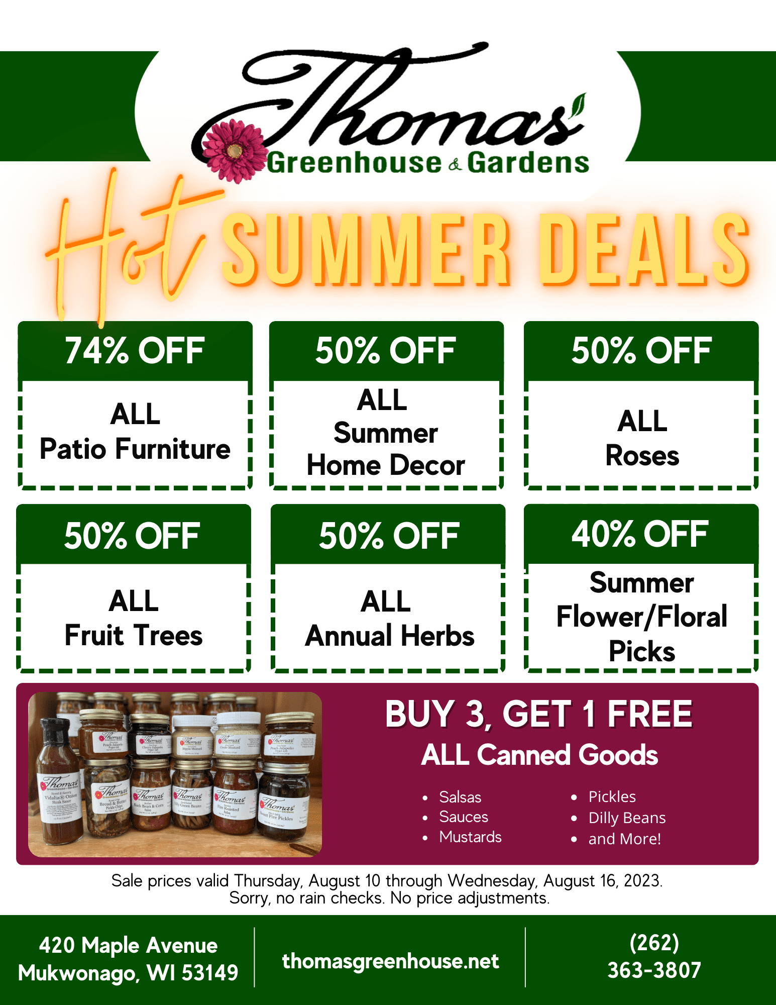 thomas greenhouse, hot summer deals