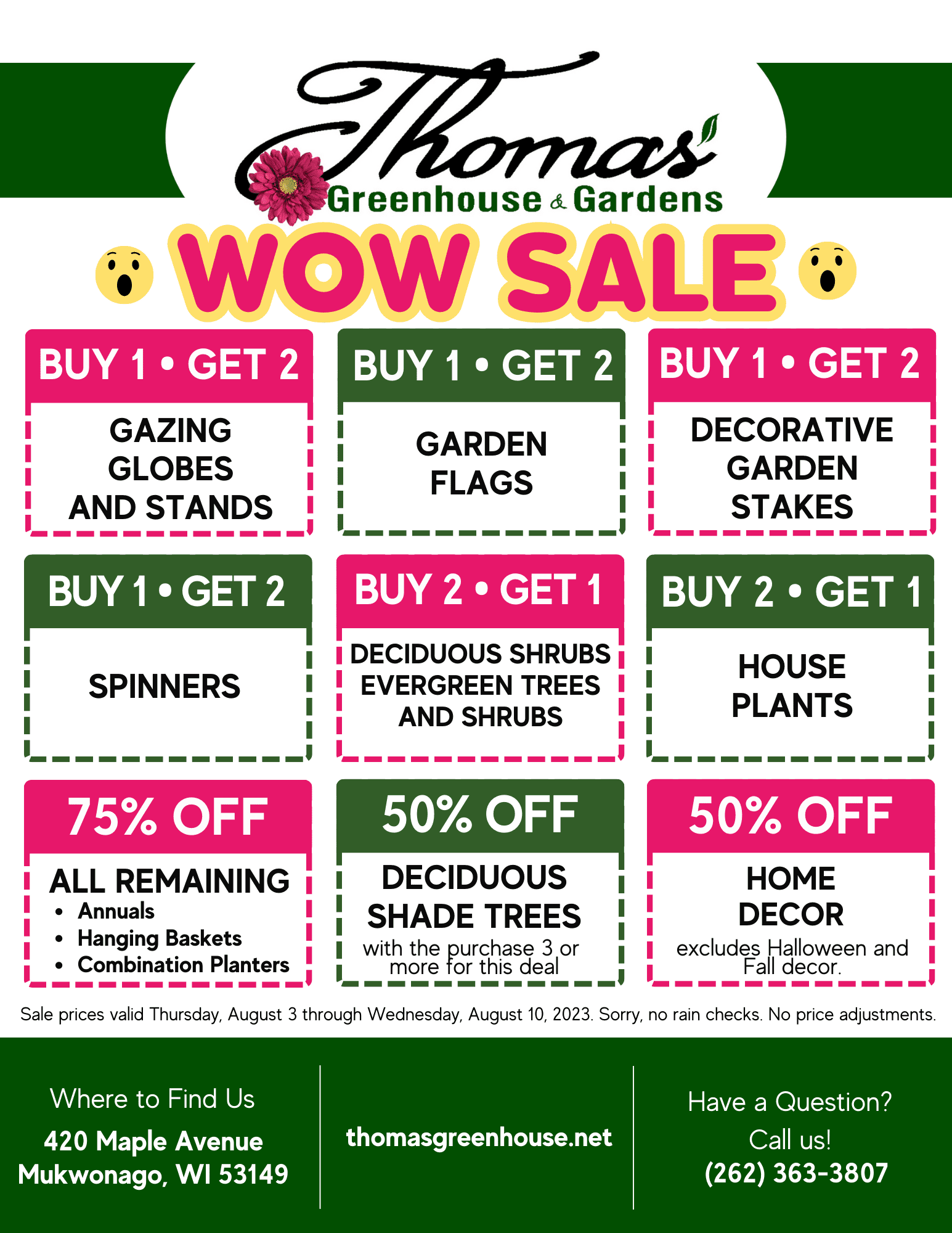 Thomas Greenhouse & Gardens Sale