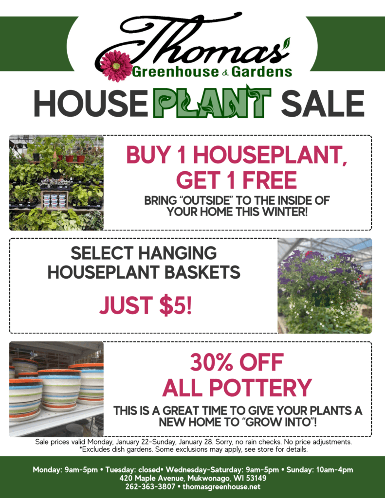 Houseplant sale at Thomas Greenhouse and Garden Center in Mukwonago